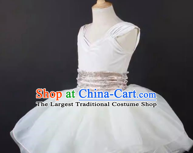 Children Female Tutu Skirt Sleeveless Stage Costume Performance Costume Adult Yarn Skirt Dress Ballet Dance Skirt