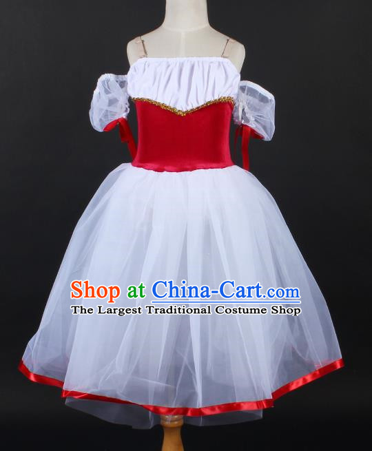 Children Long Ballet Dance Skirt One Shoulder Stage Princess Dress Costume Stage Costume