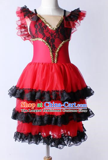 Women Gauze Skirt Lace Costume Stage Costume Ballet Dance Skirt Chiffon Lace Folk Dance Skirt