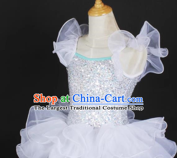 Children Dress Princess Skirt Fluffy Costume Ballet White Performance Stage Costume