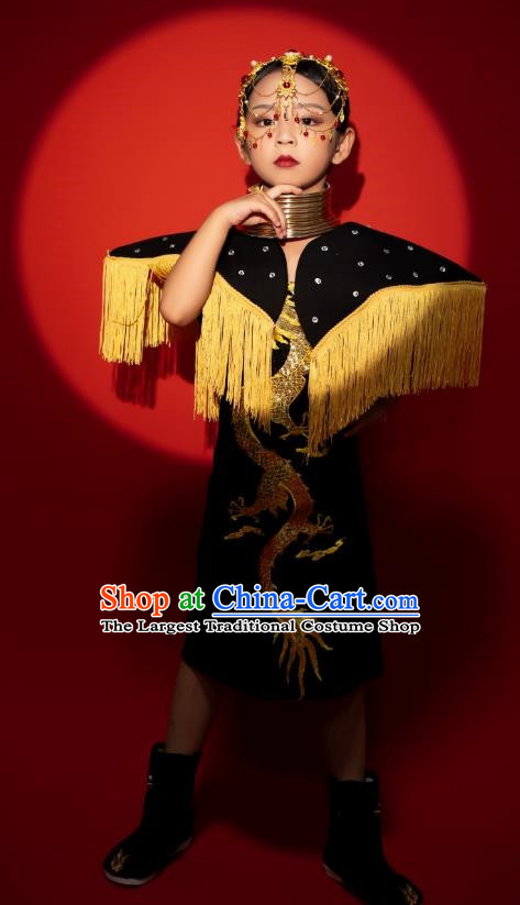 Girls Runway Model Catwalk Dress Martial Arts Trendy Children Dress Girls Twenty Four Solar Terms Chinese Style Show Catwalk