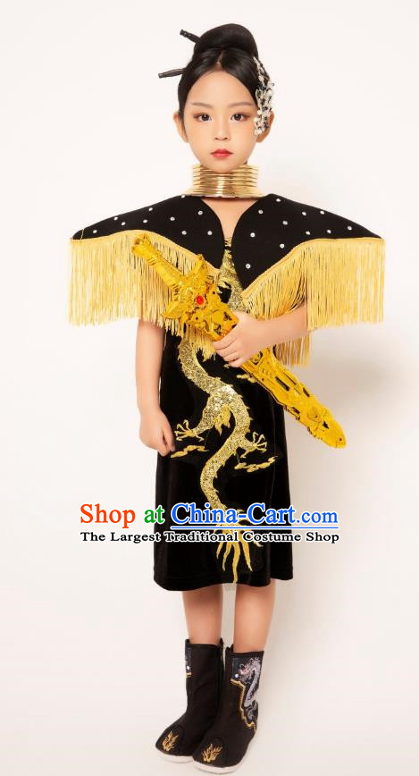 Girls Runway Model Catwalk Dress Martial Arts Trendy Children Dress Girls Twenty Four Solar Terms Chinese Style Show Catwalk