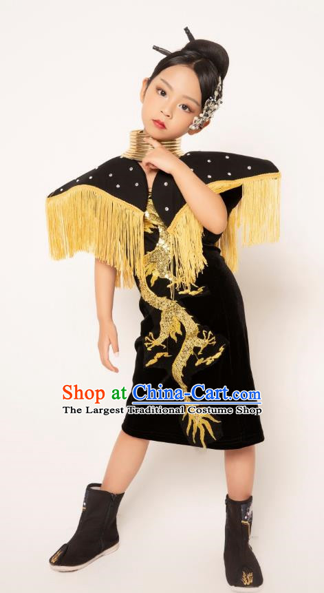 Girls Runway Model Catwalk Dress Martial Arts Trendy Children Dress Girls Twenty Four Solar Terms Chinese Style Show Catwalk