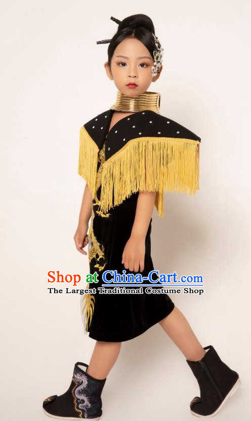 Girls Runway Model Catwalk Dress Martial Arts Trendy Children Dress Girls Twenty Four Solar Terms Chinese Style Show Catwalk