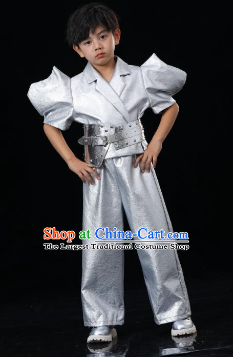 Boys Yuan Universe Technology Sense Performance Photography Clothing Children Catwalk Silver Technology Sense Performance Clothing Futuristic Fashion Clothing