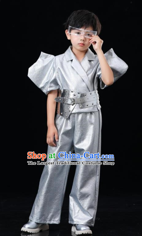 Boys Yuan Universe Technology Sense Performance Photography Clothing Children Catwalk Silver Technology Sense Performance Clothing Futuristic Fashion Clothing