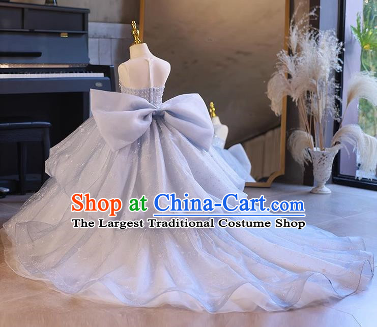 Children Dress Girl Tube Top Model Catwalk Show Trailing Princess Dress Little Girl Birthday Piano Performance Dress