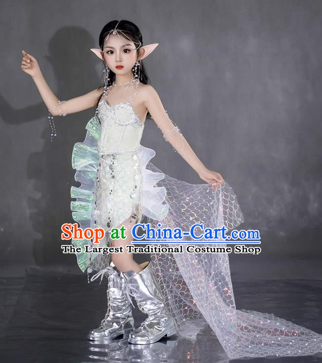 Mermaid Ji Sequined Mermaid Dress Girls Dress COS Mermaid Costume Children Ocean Wind Catwalk Costume Mermaid