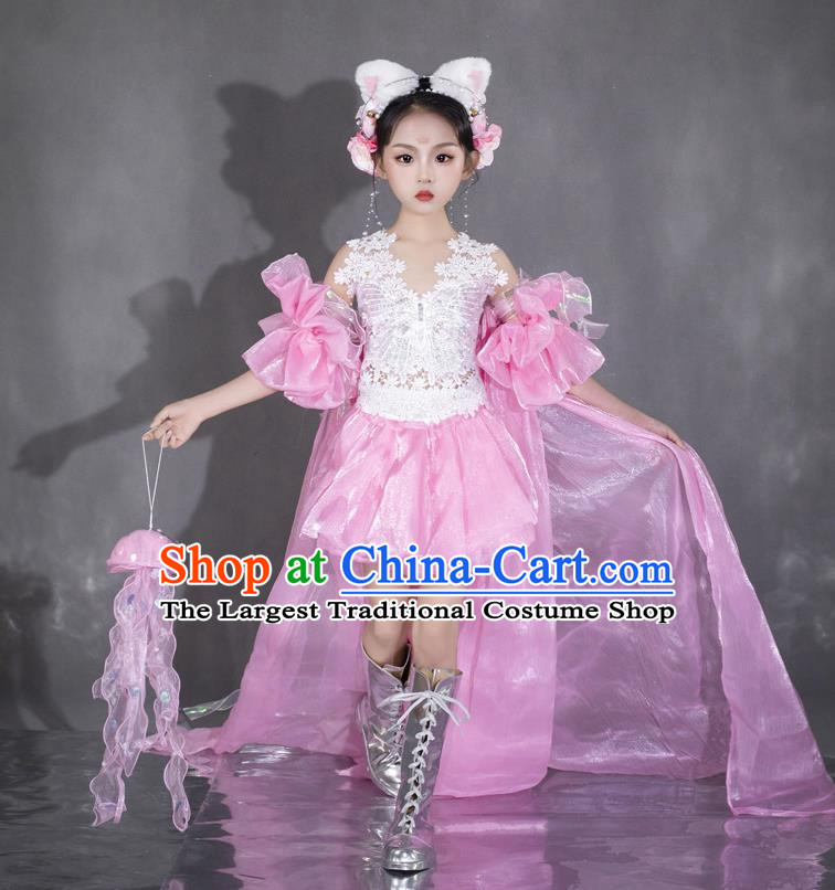 Girls Pink Fairy Dress Dress Spring Equinox Sea Of Flowers Catwalk Catwalk Sweet Dress