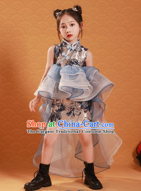 Children Cheongsam Chinese Style Girl Model Catwalk Show Dress