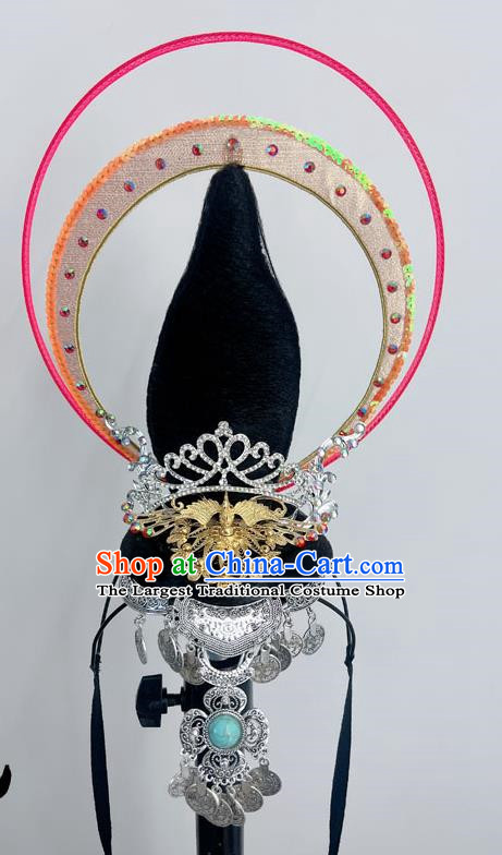 Chinese Classical Dance Headdress Dunhuang Flying Western Regions Lantern Dance Five Stars Out Of The Oriental Silk Road National Performance Wig Hair Accessories