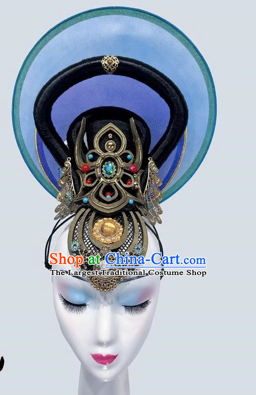 Chinese Classical Dance Headdress Dunhuang Flying Western Regions Lantern Dance Five Stars Out Of The Oriental Silk Road National Performance Wig Hair Accessories