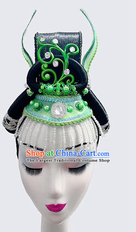 Chinese Classical Dance Headdress Costume Performance Flying Chang E Hair Bun Wig Stick Hair Crown Headdress Tang Dynasty Imperial Concubine Dunhuang