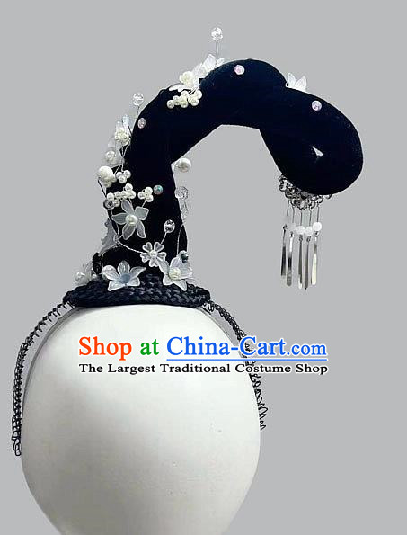 Chinese Classical Dance Headdress Ancient Costume National Dance Hanfu Wig Hair Bun Beauty Line Dance Hair Accessories Flying Performance