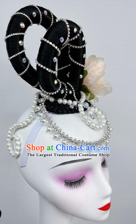 Chinese Classical Dance Taoli Cup Hanfeng Liying Repertoire Dance Headdress Art Examination National Dance Hair Decoration Wig