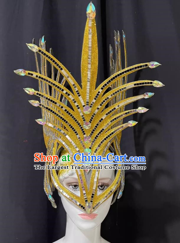 Golden Mask Prologue Performance Show Feather Headdress Dance Team Samba Costumes Carnival Halloween