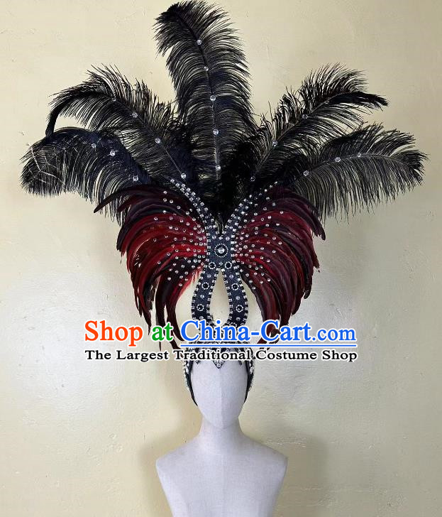 Opening Dance Performance Red And Black Feather Headdress Dance Team Samba Carnival Halloween