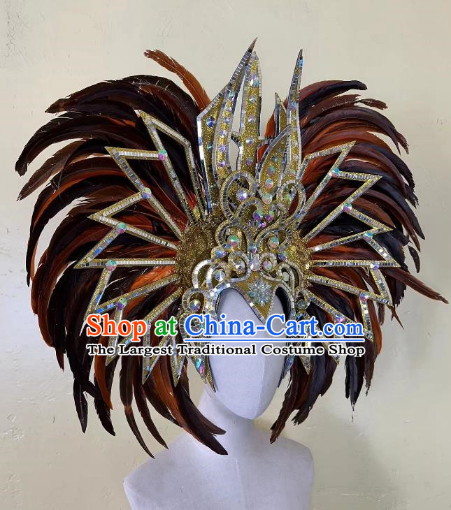 Brown Opening Dance Performance Feather Headdress Team Samba Mardi Gras Halloween