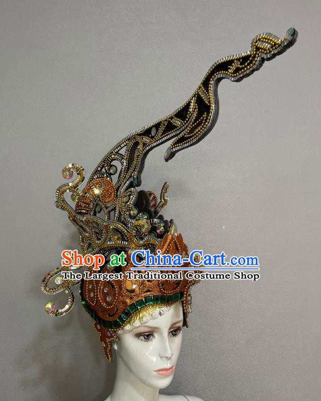 Extravagant Headdress Opening Dance Show Feather Headdress Dance Team Samba Costumes Carnival Halloween