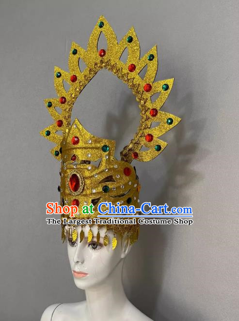 Thai Dai Opening Dance Performance Feather Headdress Dance Team Samba Costume Carnival Halloween