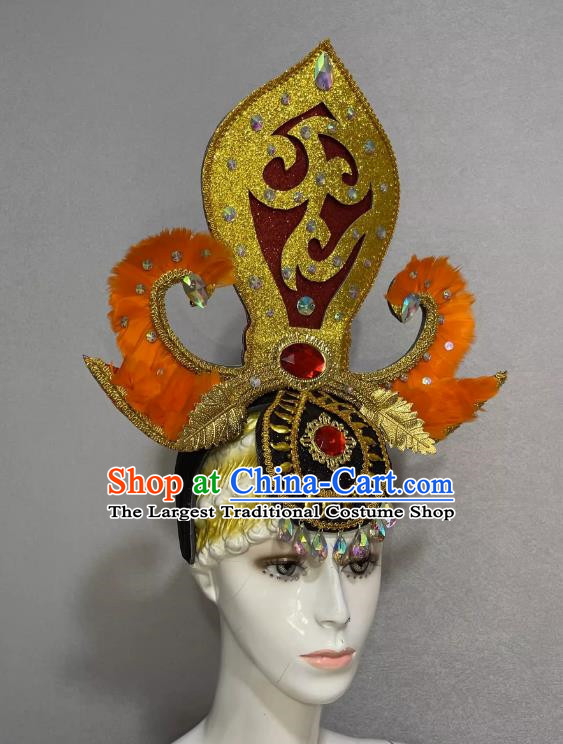 Chinese Spring Festival Gala Opening Dance Performance Feather Headdress Dance Team Samba Costume Carnival Halloween