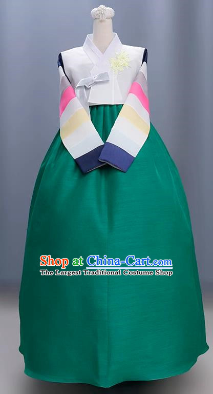 Korean Ladies White Hanbok Princess Wedding Toast Dress