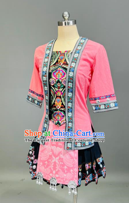 Dongpa Dance Costumes 56 Ethnic Minority Costumes Pink Dong Performance Costumes Guangxi Group Dance