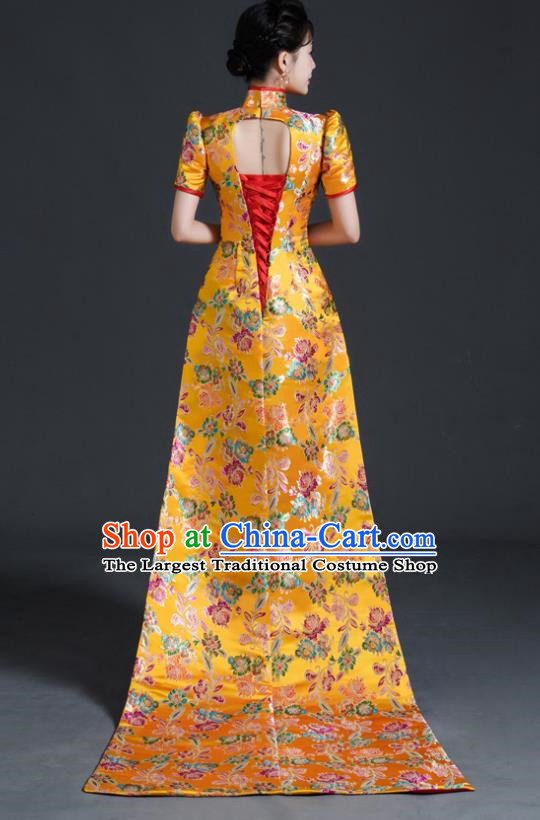 Chinese Style Top Banquet Evening Dress Long Tailing Stage Model Catwalk Costume Mermaid Self Cultivation Host Clothing