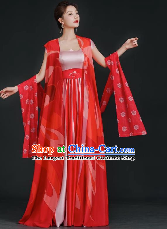 China Style Stage Catwalk Show Costumes Long Trailing Cheongsam Team Dress Art Examination Clothes