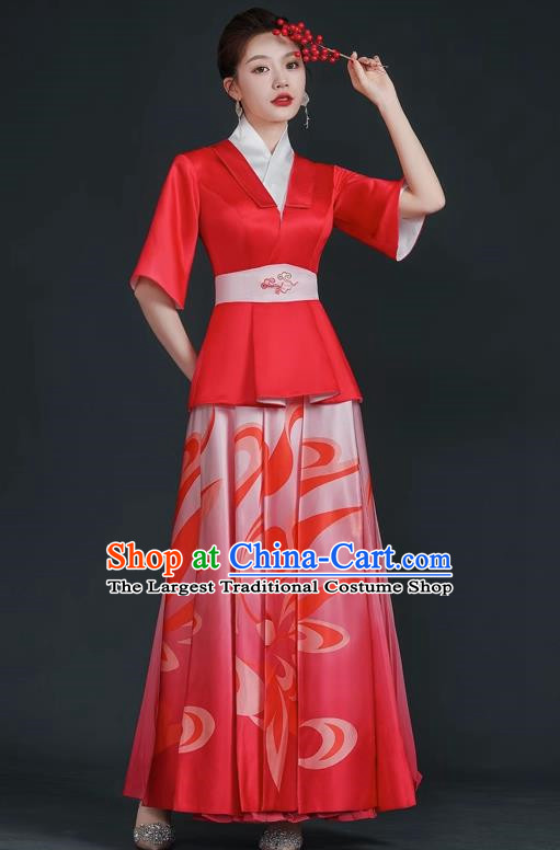 China Style Stage Catwalk Show Costumes Long Trailing Cheongsam Team Dress Art Examination Clothes