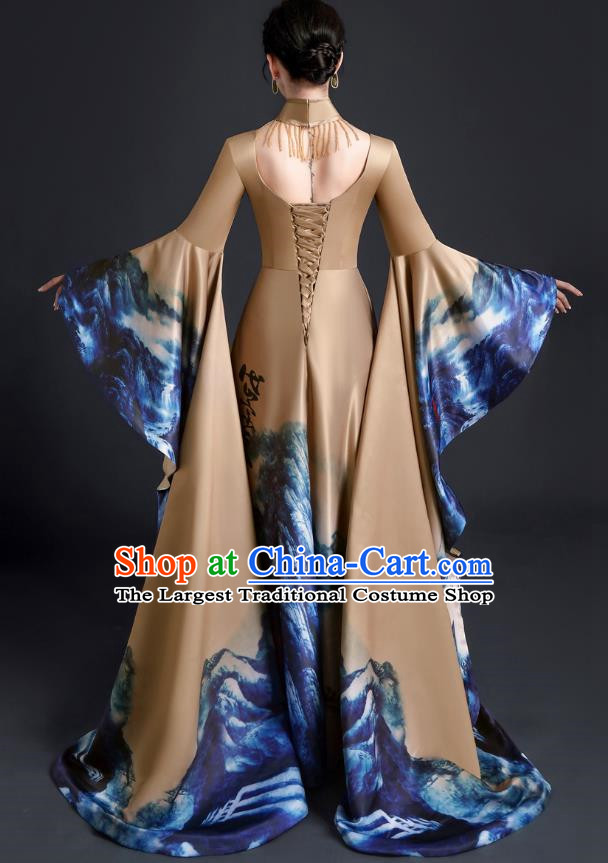 Exaggerated Big Sleeve Model Catwalk Costume Top Atmospheric Guzheng Performance Art Test Vocal Music Performance Host Dress Female