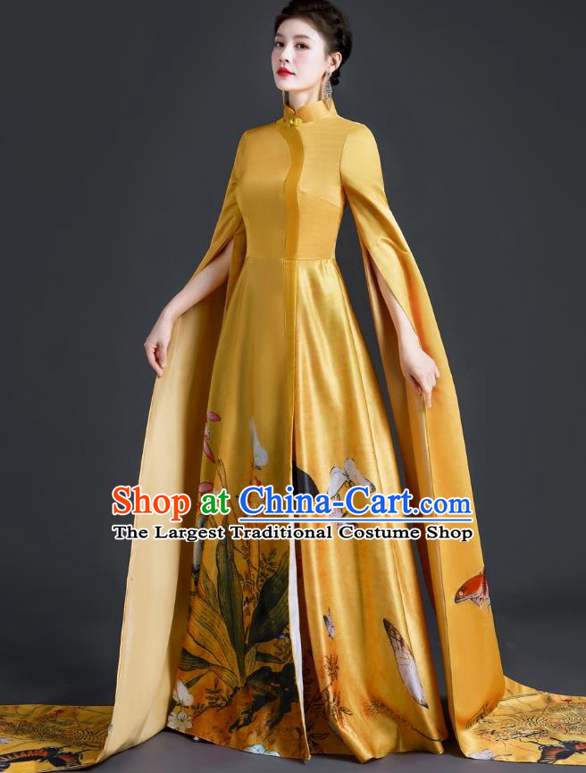 Chinese Style Top Evening Dress Annual Meeting Model Catwalk Show Cheongsam Performance Costume Atmospheric Guzheng Performance Art Test