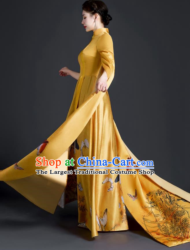 Chinese Style Top Evening Dress Annual Meeting Model Catwalk Show Cheongsam Performance Costume Atmospheric Guzheng Performance Art Test