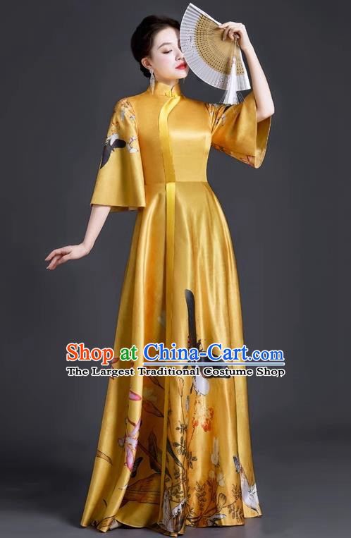 Chinese Style Top Banquet Evening Dress Long Section Annual Meeting Model Catwalk Show Costume Dress