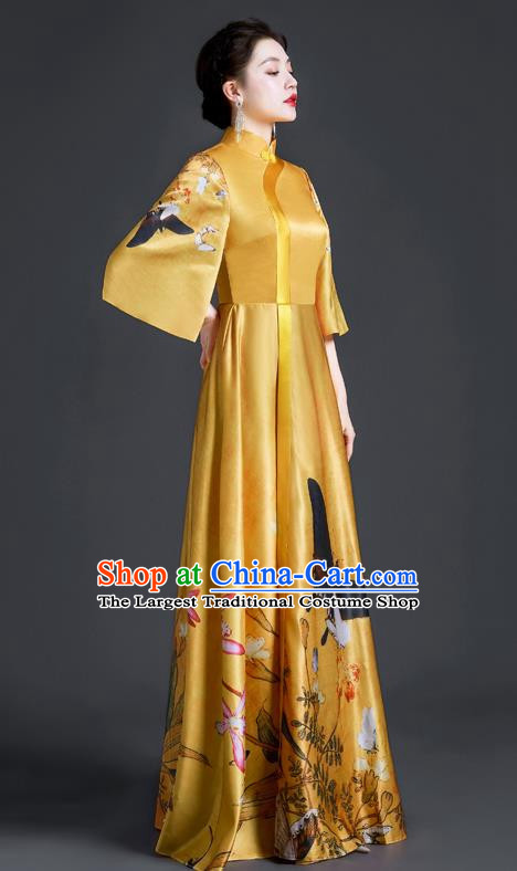 Chinese Style Top Banquet Evening Dress Long Section Annual Meeting Model Catwalk Show Costume Dress