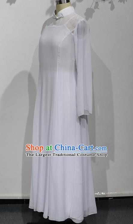 Modern Dance Xunshan Line Dance Performance Costume Performance Costume White Dress Elegant Skirt Women Group Dance