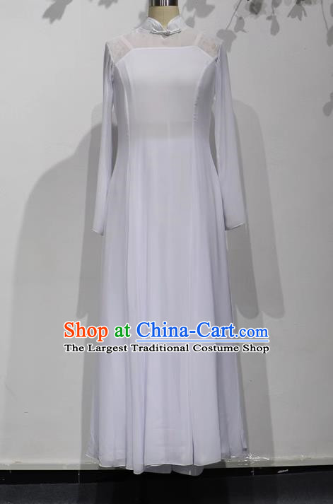 Modern Dance Xunshan Line Dance Performance Costume Performance Costume White Dress Elegant Skirt Women Group Dance