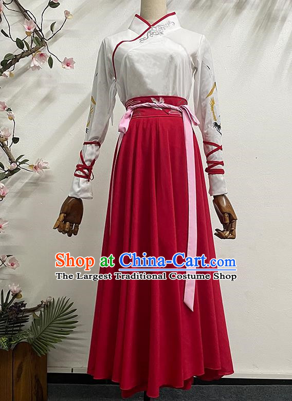 China Classical Dance Book Simple Simple Solid Color Elegant Long Skirt Practice Ancient Style Dance Costume