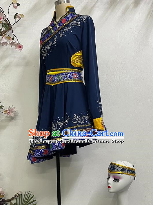 China Mongolian Dance Oblique Elegant National Dance Performance Clothing Solid Color Practice Art Test Skirt Performance Clothing