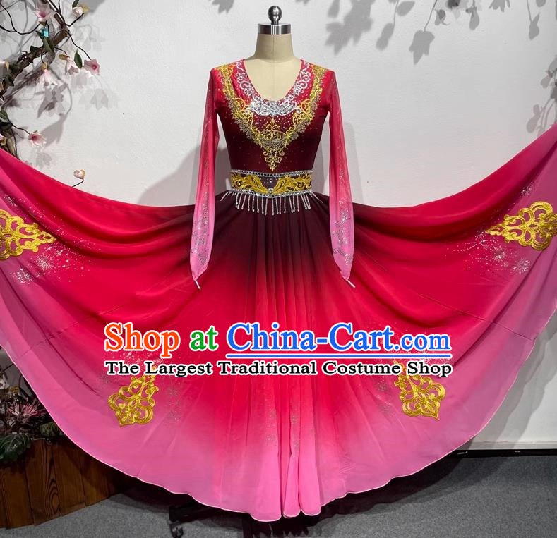 Wu Er Uyghur China Xinjiang Dance Costume National Performance Costume Art Test Practice Elegant Large Skirt