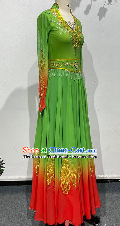 China Xinjiang Dance 540 Degree Art Test Large Swing Skirt Female Uyghur Performance Costume Stage Performance Costume Uyghur Dance Costume