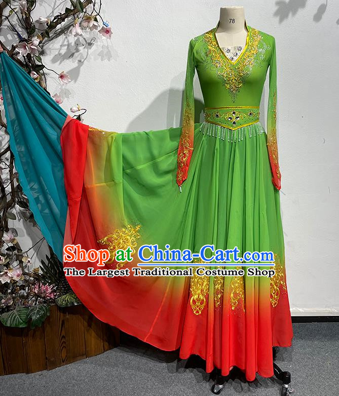 China Xinjiang Dance 540 Degree Art Test Large Swing Skirt Female Uyghur Performance Costume Stage Performance Costume Uyghur Dance Costume