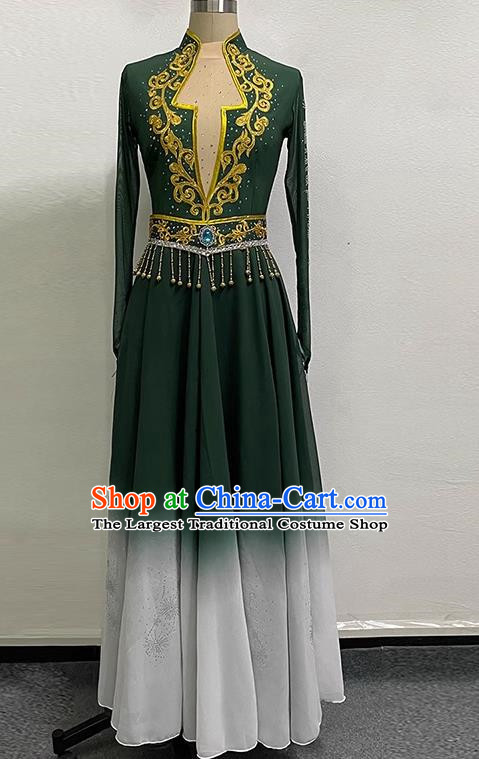 China Xinjiang Uyghur Dance Ethnic Swing Skirt Performance Costumes Women Grading Practice Costumes Uyghur Stage