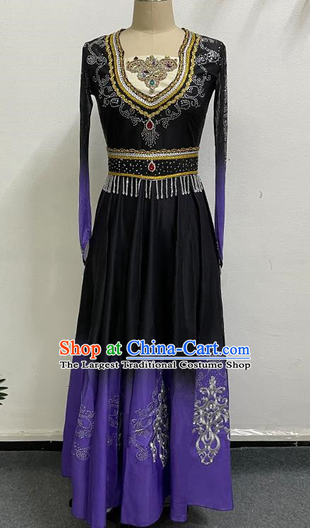 China Xinjiang Dance Performance Clothing Ethnic Style Elegant Big Swing Art Test Self Cultivation Dress Practice Performance Clothing