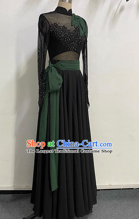 China Classical Elegant Long Skirt Big Swing Self Cultivation Practice Skills Test Dance Modern Performance Clothing Female