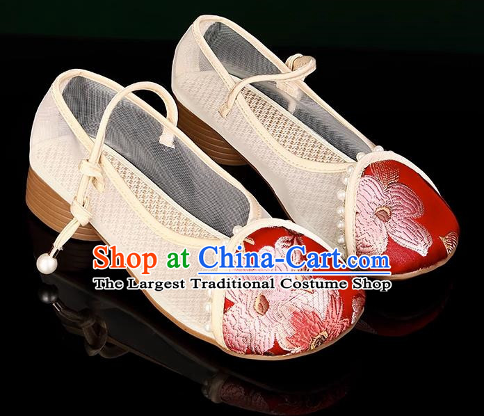 Head Turned Hanfu Shoes Brocade Green Ancient Cloth Shoes