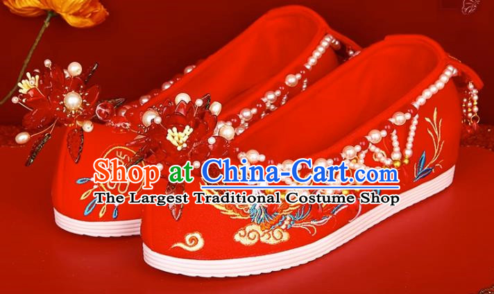 Chinese Style Wedding Shoes Female Xiuhe Shoes Red Bridal Shoes Cloth Shoes