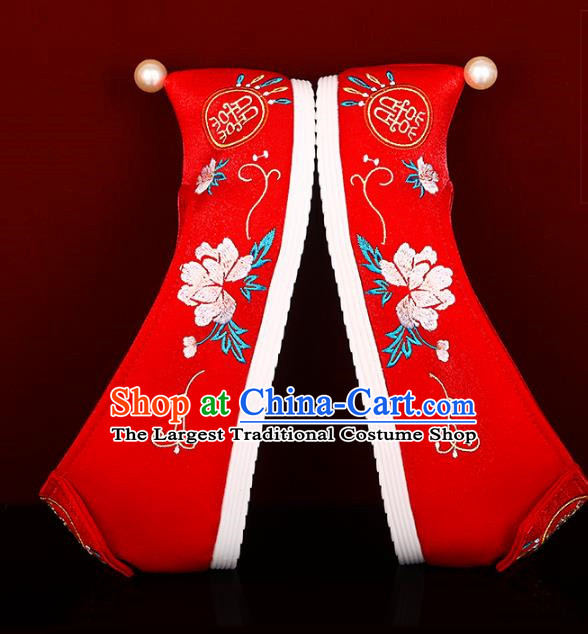 Red Bride Xiuhe Wedding Shoes Embroidered Hanfu Shoes