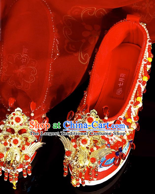 Xiuhe Wedding Shoes Zhenghong Phoenix Customized Chinese Style Bridal Embroidered Shoes