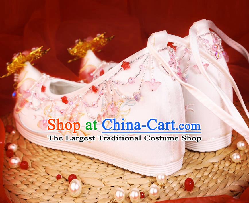 Hanfu Shoes With Heightened Embroidery Flower Shoes Cloth Shoes